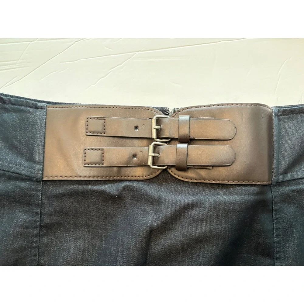 Worthington Woman Black Pencil‎ Skirt Double Buckle Belted Plus Size 18W Office